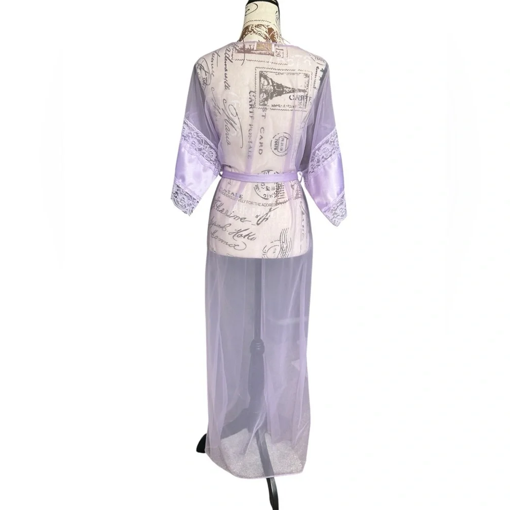 Shannon Lee NWOT Vintage Lavender Lace Sexy Cover Up Vintage size Large - Picture 2 of 10